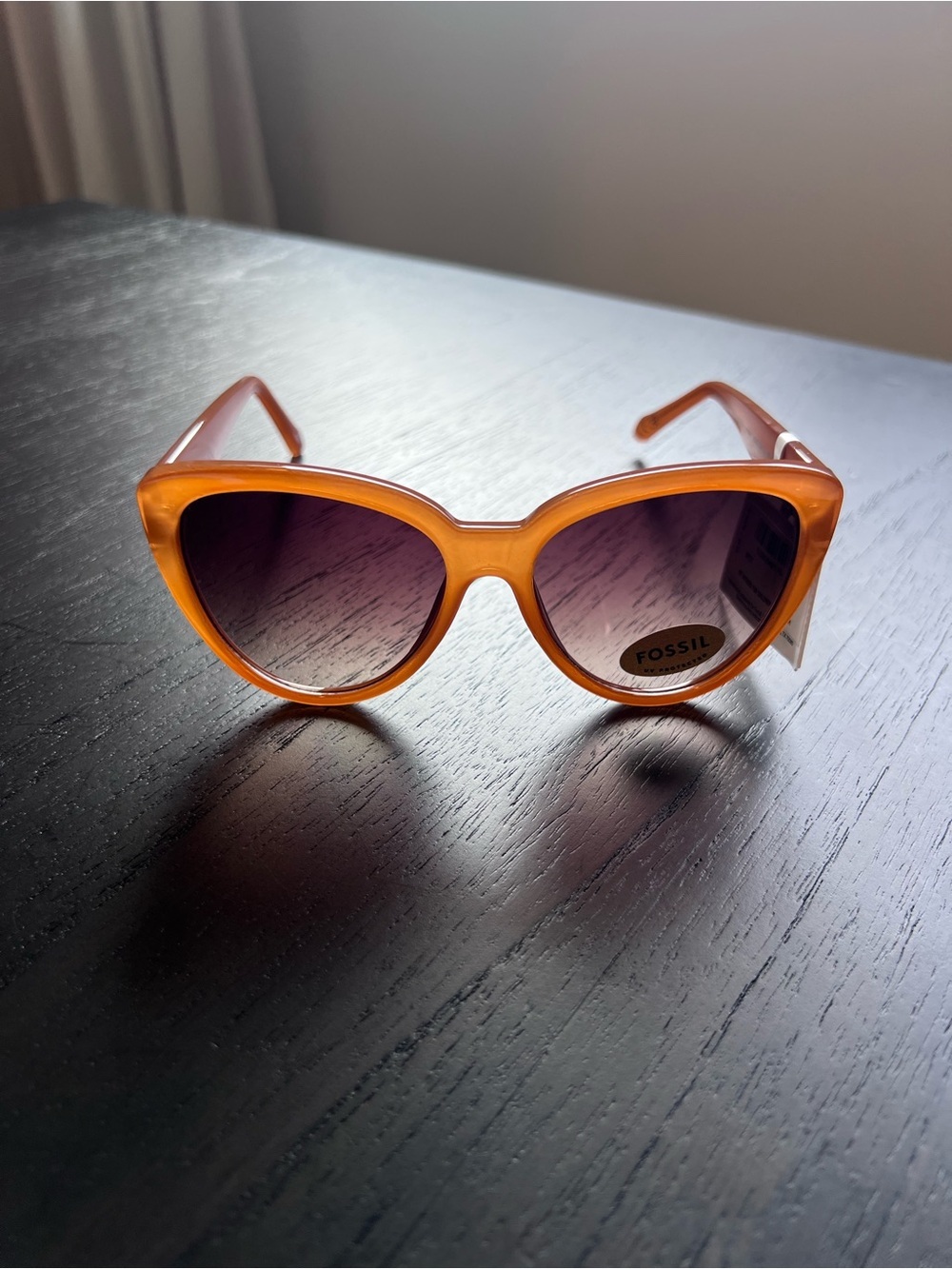Fossil 55mm Light Brown Honey Cat Eye Sunglasses - Picture 2 of 5